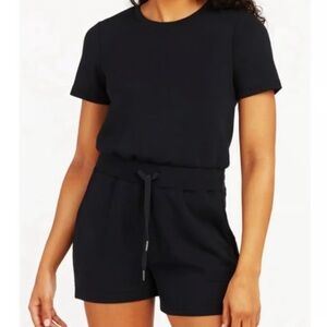 SPANX AirEssentials Black Airluxe Shorts Romper w/Short Sleeves- Size S